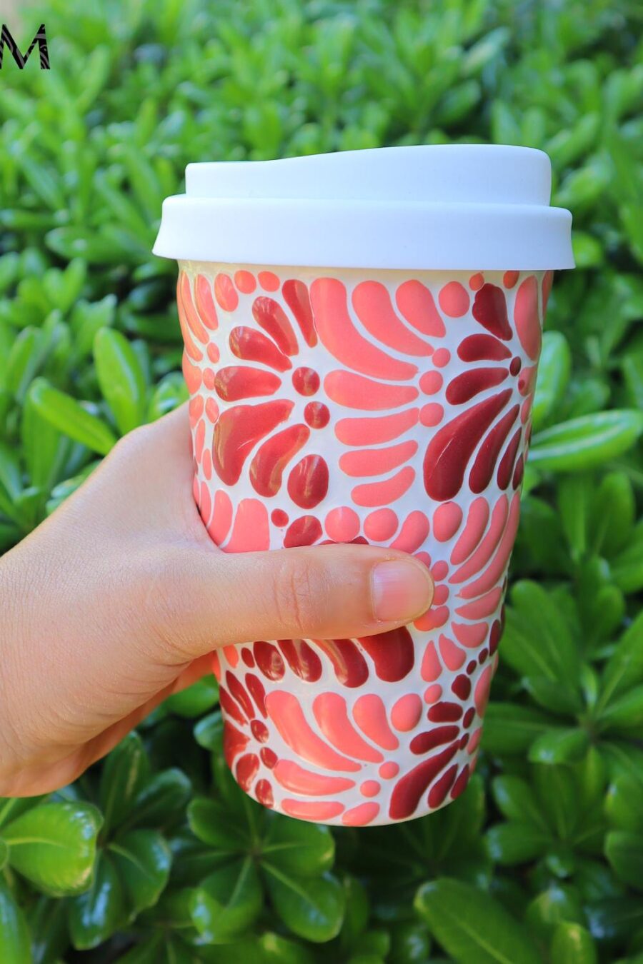 Talavera tumblers cup, Coffee thermal, Talavera Mug with silicon lid, Mexican Talavera thermal cup, Travel tumbler. 14 oz-400ml