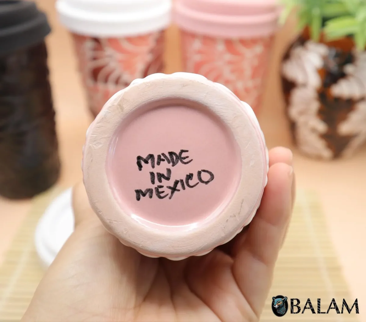 Talavera tumblers cup, Coffee thermal, Talavera Mug with silicon lid, Mexican Talavera thermal cup, Travel tumbler. 14 oz-400ml - Image 4