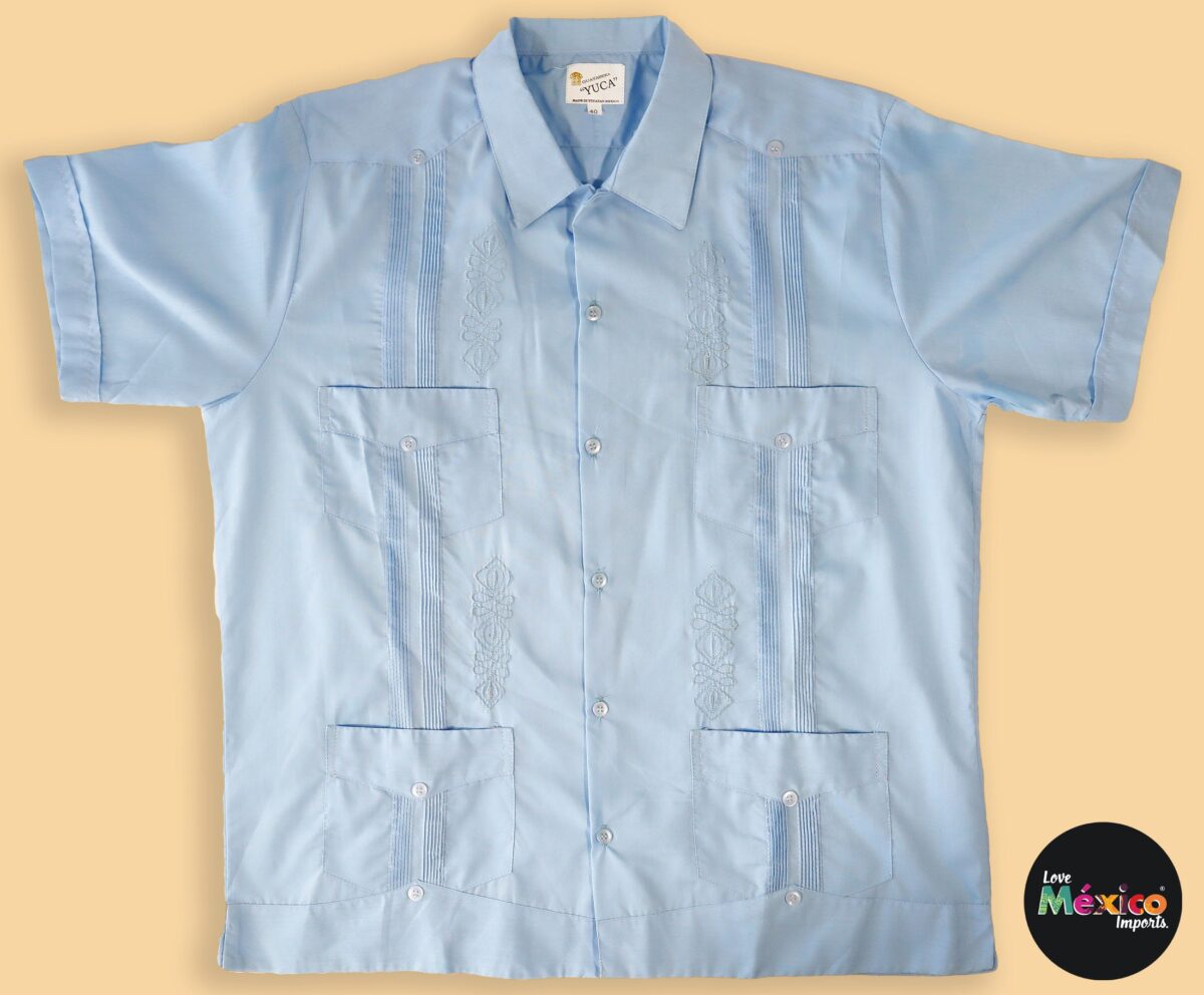 Men's Mexican Traditional shirt, Guayabera for men, formal button up shirt, Cotton Shirt, Father's Day, White shirt, blue shirt - Image 9