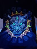 Jade eyes Panther T-shirt, Unique Screen-printing T-shirt, Mexican style, Mayan style, Aztec style, Glow in neon lights, unique shirt.