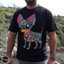 Chihuahua dog, Chihuahua T-shirt, Unique Screen-printing T-shirt, Mexican style, Mayan style, Aztec style, Glow in blacklights, unique shirt