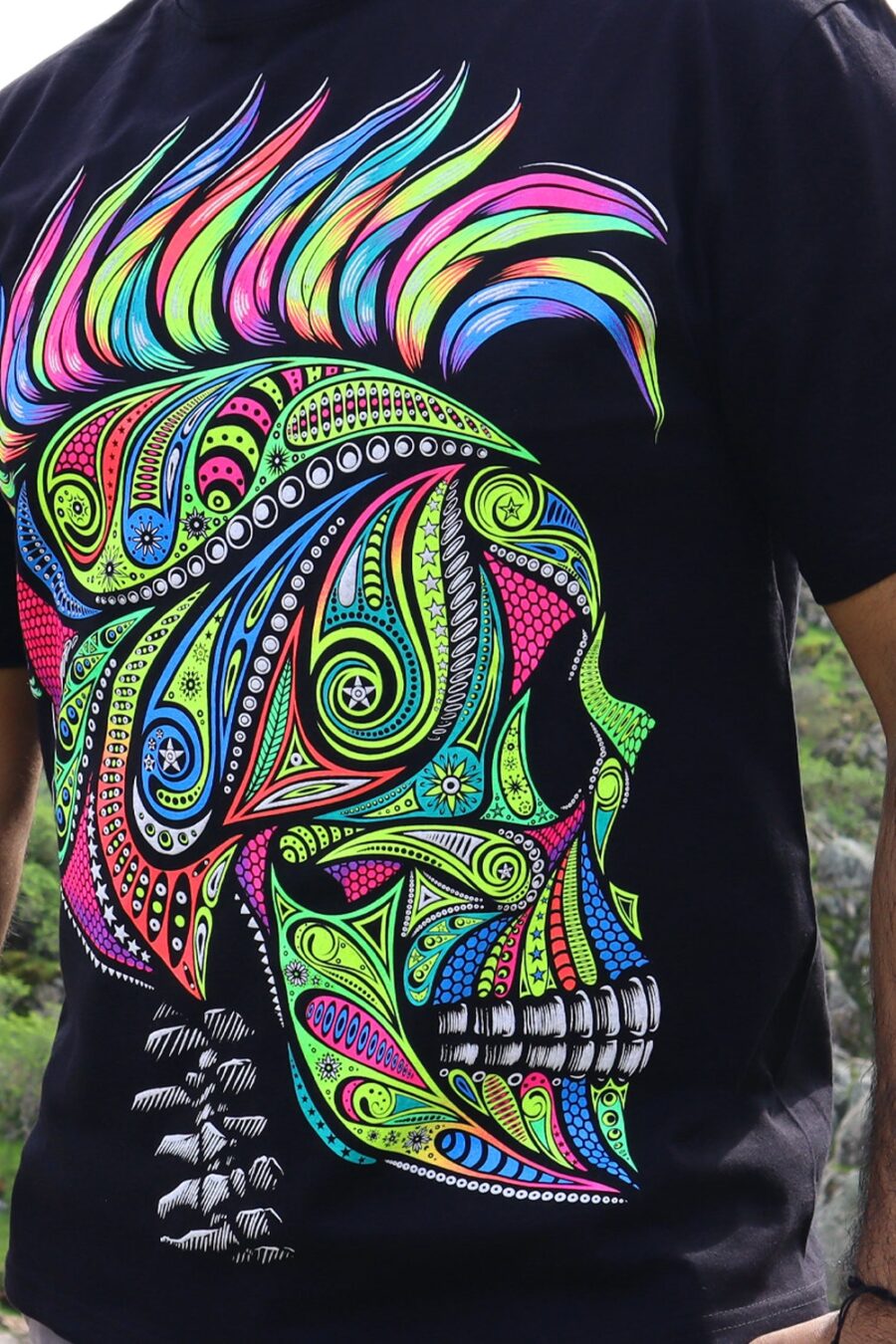 Cactus Skull T-shirt, Skull t-shirt, skulls, Unique Screen-printing T-shirt, Mexican style, Mayan style, Aztec style, Glow in blacklights