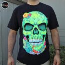 Cactus Skull T-shirt, Skull t-shirt, skulls, Unique Screen-printing T-shirt, Mexican style, Mayan style, Aztec style, Glow in blacklights