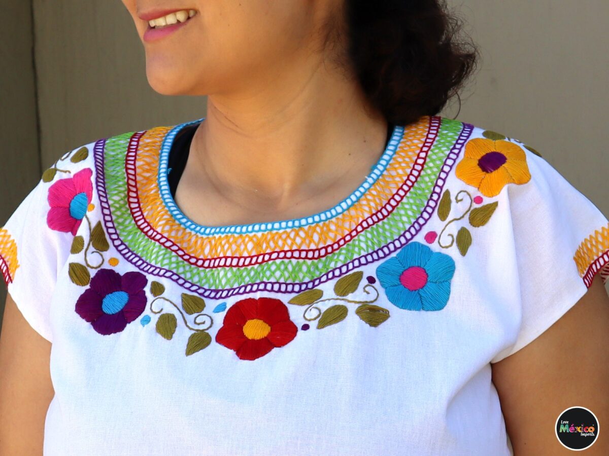 Mexican blouse, colorful tops, peasant blouse. Mexican Style, One size blouse, Blusa floral, Blusa mexicana. - Image 5