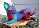 Amazing Xoloitzcuintle Alebrije, Mexican hairless Dog, Aztec Dog, Wood copal sculpture, Dog Alebrije, Mexican Art, Maguey Fiber hair.
