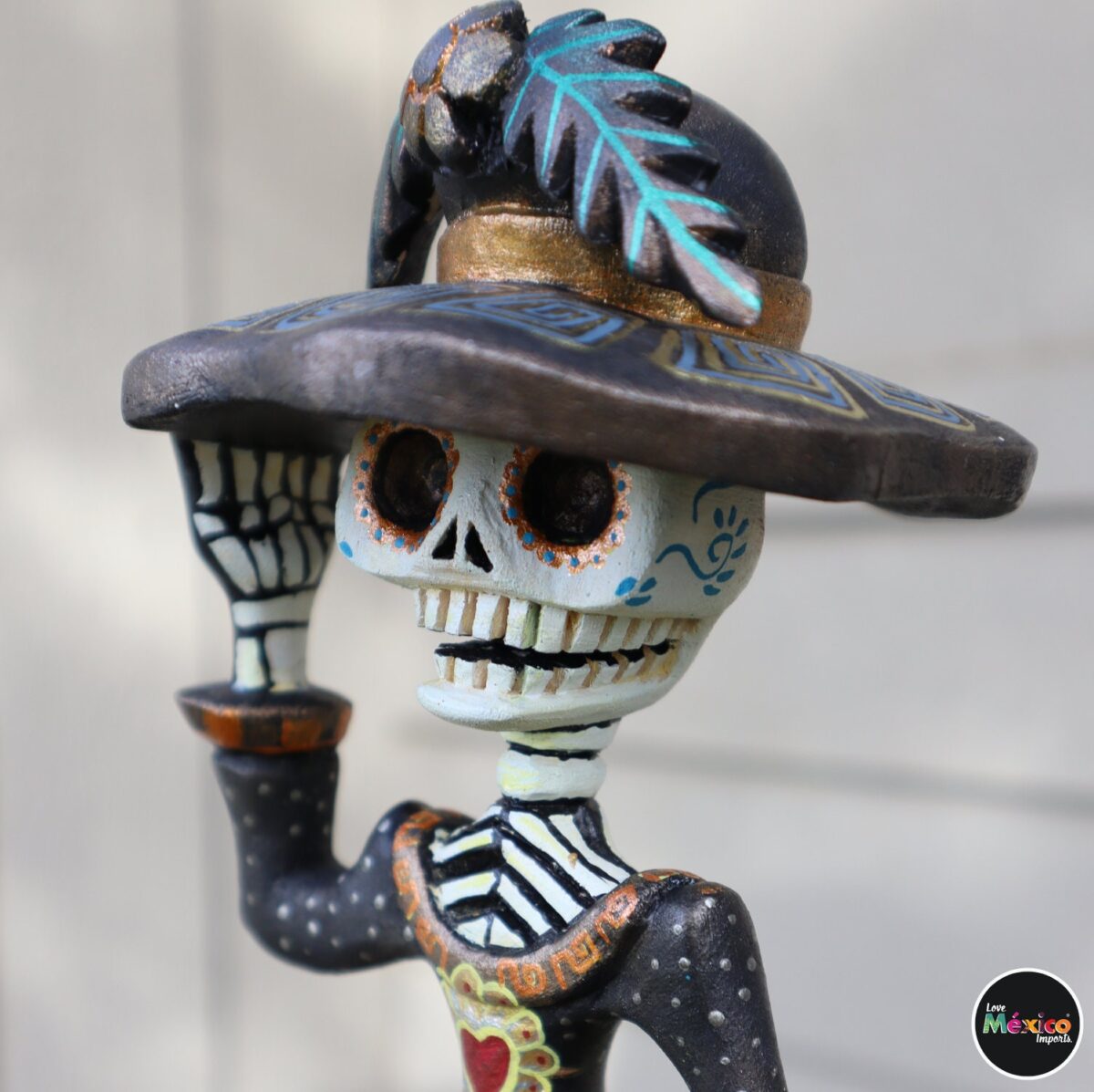 Catrina Alebrije, Catrina Sculpture, Wood copal sculpture, Dia de los Muertos Alebrije, Oaxaca Catrina, Mexican Alebrije. 12 inches - Image 4