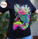 Axolotl T-shirt, Native lion, iguana T-shirt, Unique Screen-printing T-shirt, Mexican style, Mayan style, Aztec style, Glow in neon lights