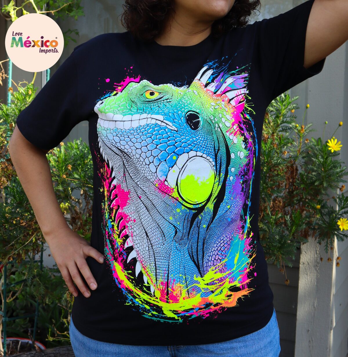 Axolotl T-shirt, Native lion, iguana T-shirt, Unique Screen-printing T-shirt, Mexican style, Mayan style, Aztec style, Glow in neon lights - Image 9