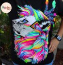 Axolotl T-shirt, Native lion, iguana T-shirt, Unique Screen-printing T-shirt, Mexican style, Mayan style, Aztec style, Glow in neon lights