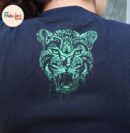 Warrior T-shirt, saber-tooth, Unique Screen-printing T-shirt, Mexican style, Mayan style, Aztec style, Glow in neon lights, unique shirt.