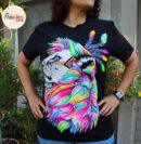 Axolotl T-shirt, Native lion, iguana T-shirt, Unique Screen-printing T-shirt, Mexican style, Mayan style, Aztec style, Glow in neon lights