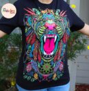 Jaguar T-shirt, Panther T-shirt, lion shirt, Unique Screen-printing T-shirt, Mexican style, Mayan style, Aztec style, Glow in neon lights