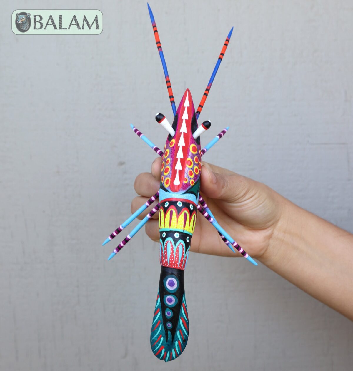 Shrimp alebrije, camaron, lobster alebrije, Alebrije from Oaxaca, Dia de los muertos, Copal wood sculpture, Alebrijes, Cute shrimp alebrije. - Image 9