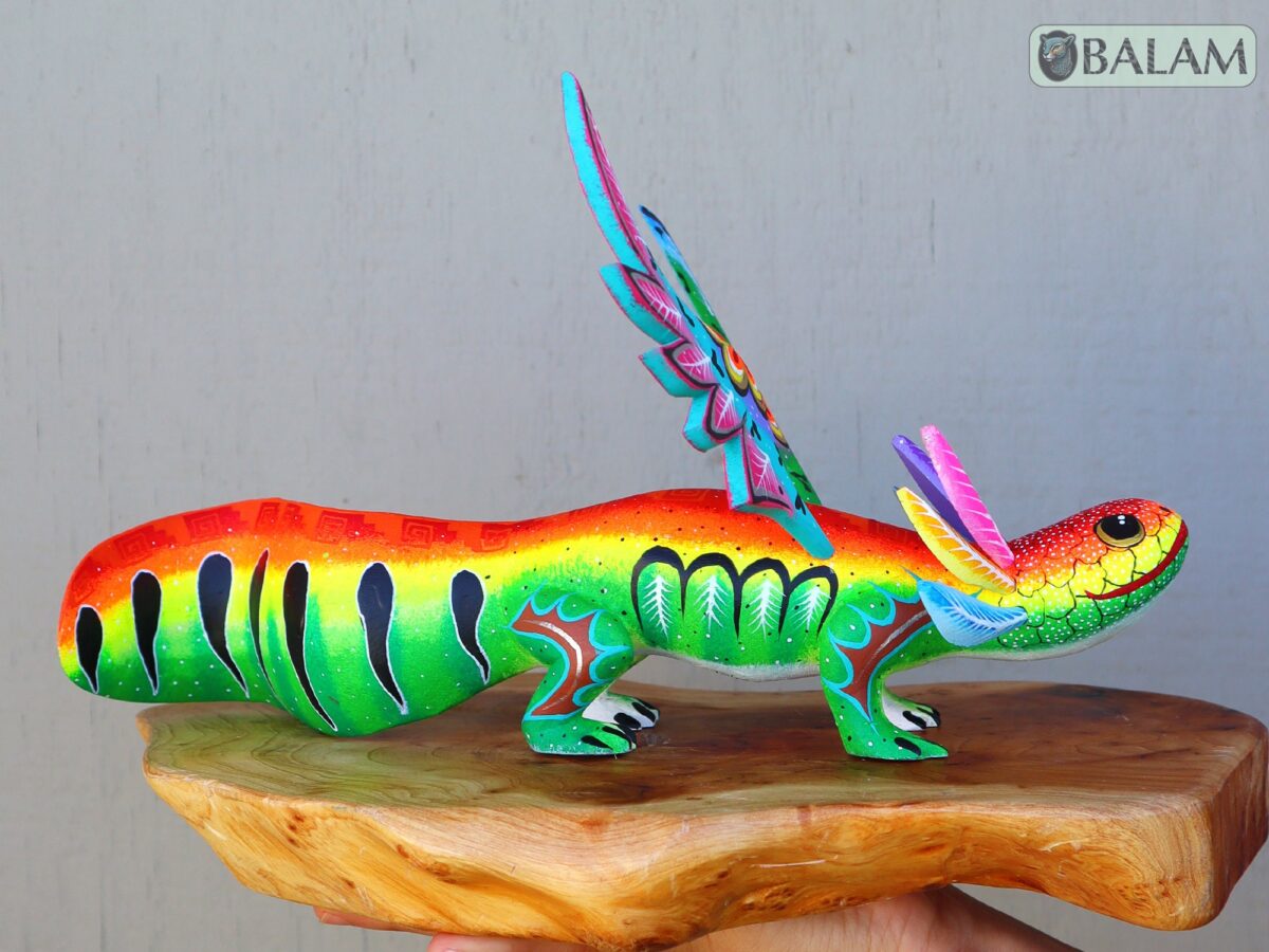 Axolotl with wings, Alebrije from Oaxaca, Copal wood sculpture, Alebrije art, Axolotl alebrije, Ajolote, Salamander, special alebrije. - Image 2
