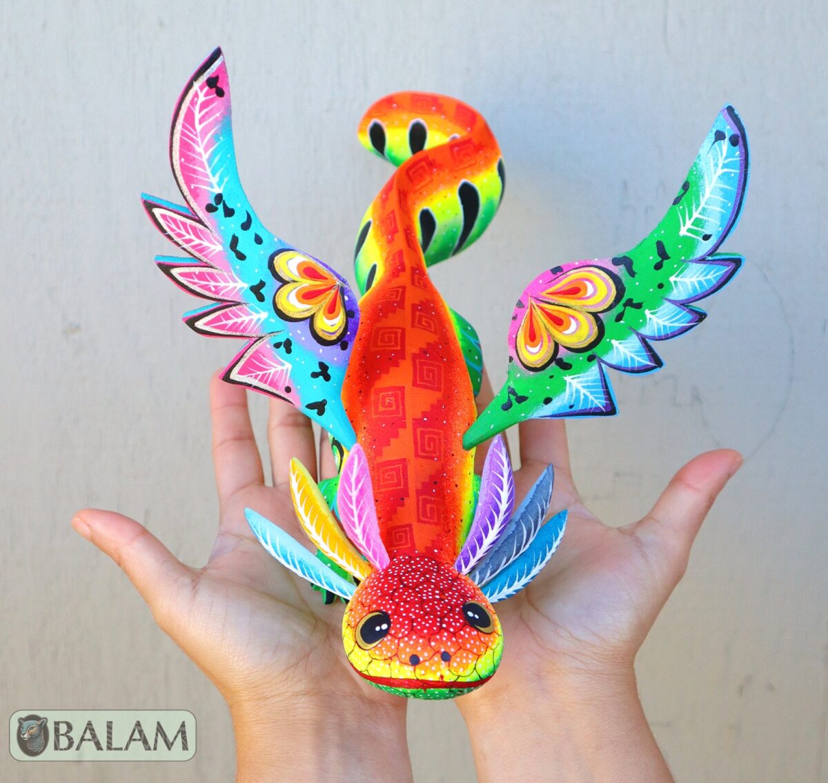 Axolotl with wings, Alebrije from Oaxaca, Copal wood sculpture, Alebrije art, Axolotl alebrije, Ajolote, Salamander, special alebrije. - Image 8