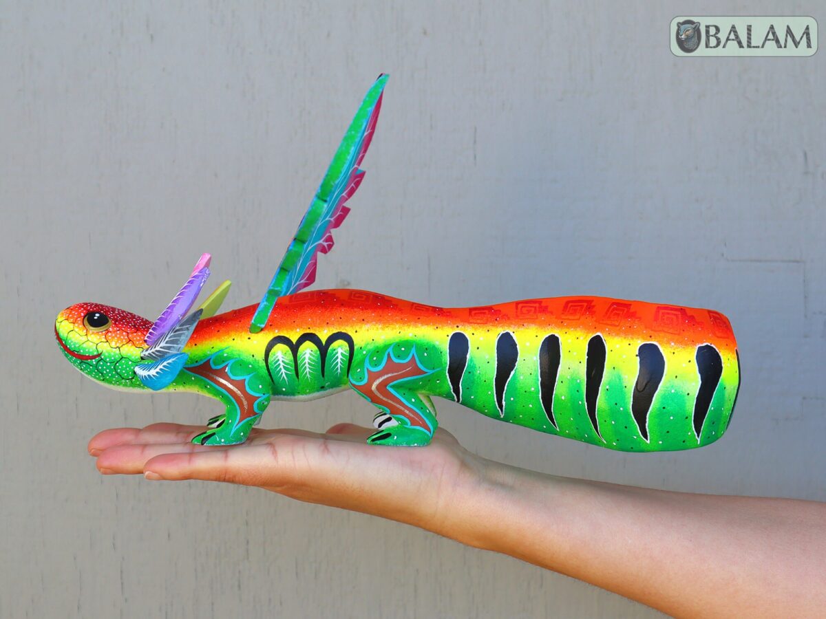 Axolotl with wings, Alebrije from Oaxaca, Copal wood sculpture, Alebrije art, Axolotl alebrije, Ajolote, Salamander, special alebrije.