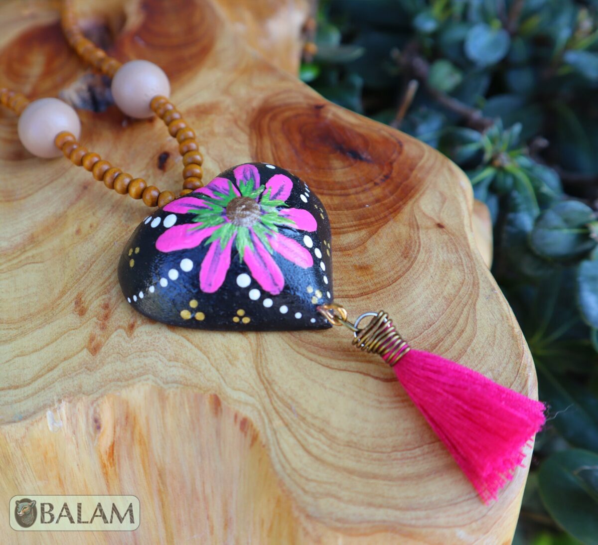 Alebrije hearts, Alebrije wooden necklace, Hand painted heart, alebrije de Corazón, Wood Art, heart necklace, Alebrije necklaces. - Image 3
