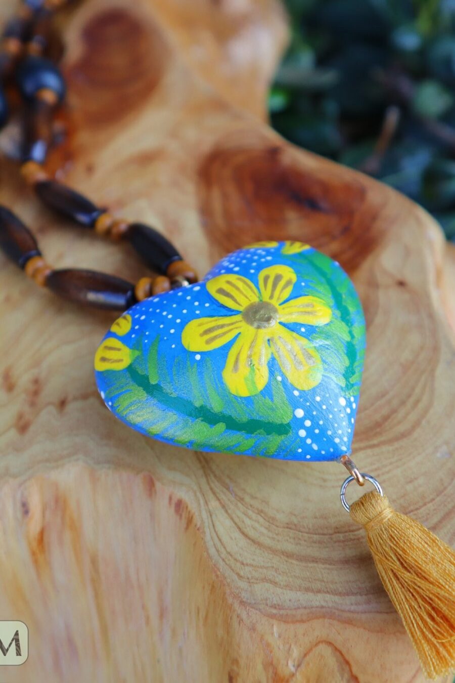 Alebrije hearts, Alebrije wooden necklace, Hand painted heart, alebrije de Corazón, Wood Art, heart necklace, Alebrije necklaces.