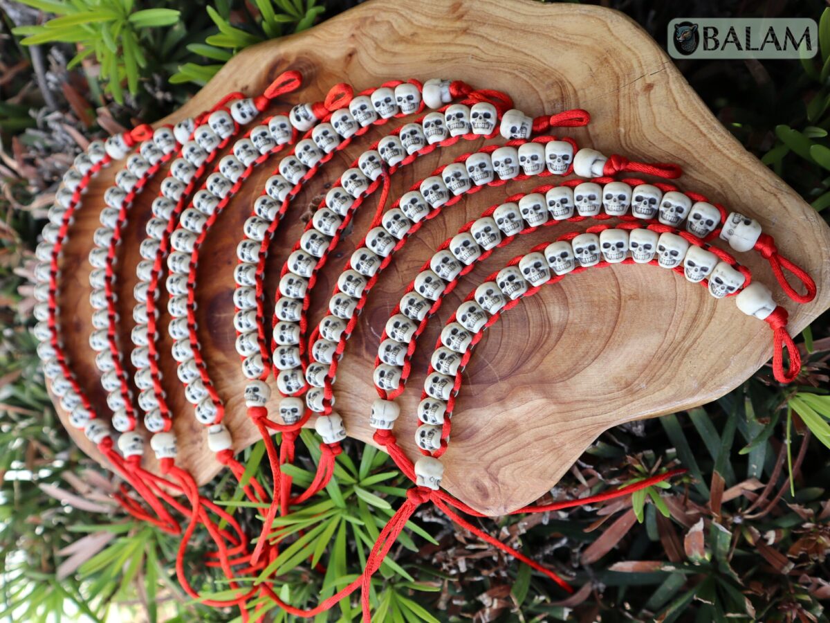 Ceremonial bracelets, Skull bracelet, skull beaded bracelet, amazing skull accessory, coolest skulls, carved bone, dia de los muertos, - Image 5