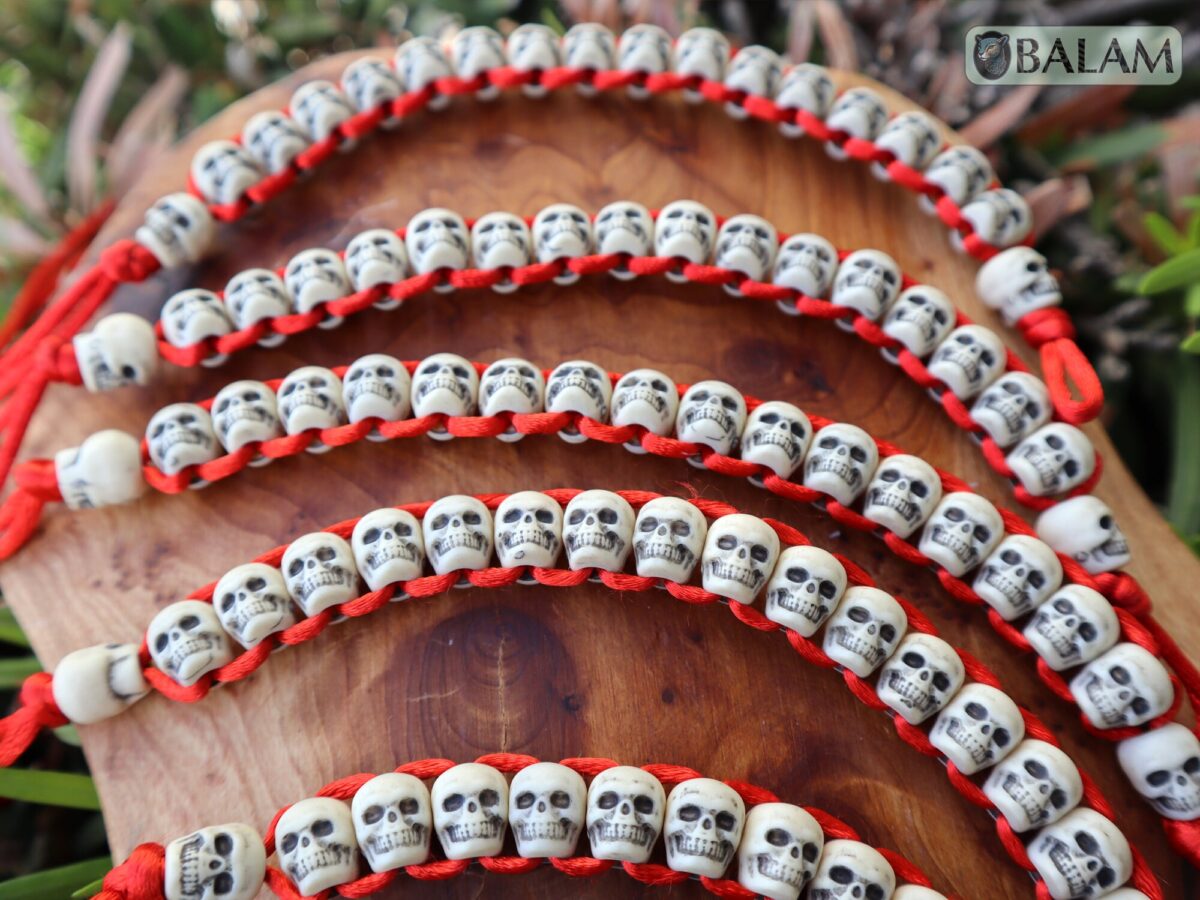 Ceremonial bracelets, Skull bracelet, skull beaded bracelet, amazing skull accessory, coolest skulls, carved bone, dia de los muertos, - Image 4