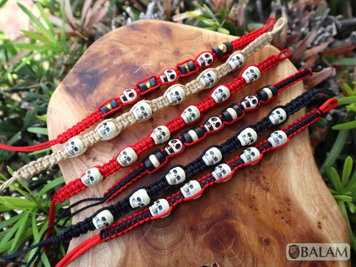 Ceremonial bracelets, Skull bracelet, skull beaded bracelet, amazing skull accessory, coolest skulls, carved bone, dia de los muertos. - Image 8
