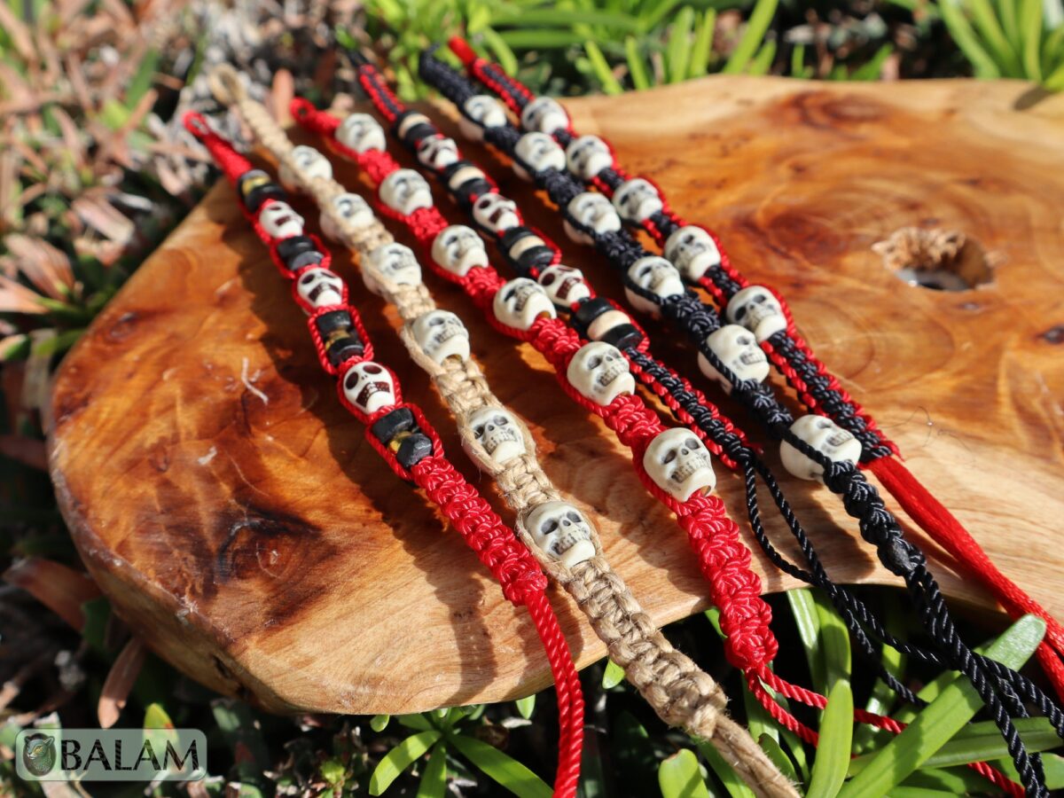 Ceremonial bracelets, Skull bracelet, skull beaded bracelet, amazing skull accessory, coolest skulls, carved bone, dia de los muertos. - Image 9