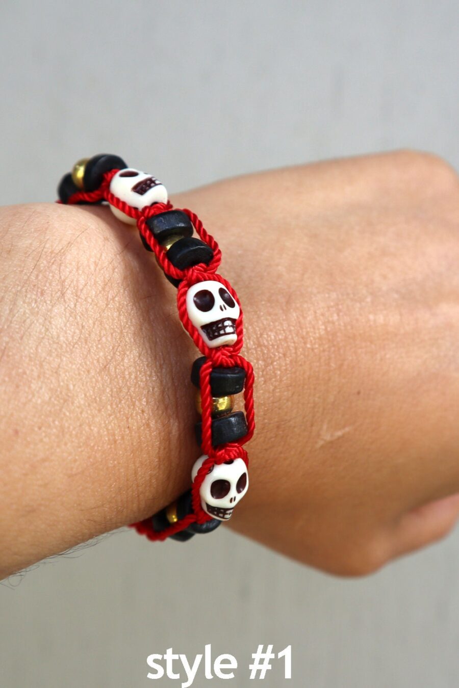 Ceremonial bracelets, Skull bracelet, skull beaded bracelet, amazing skull accessory, coolest skulls, carved bone, dia de los muertos.