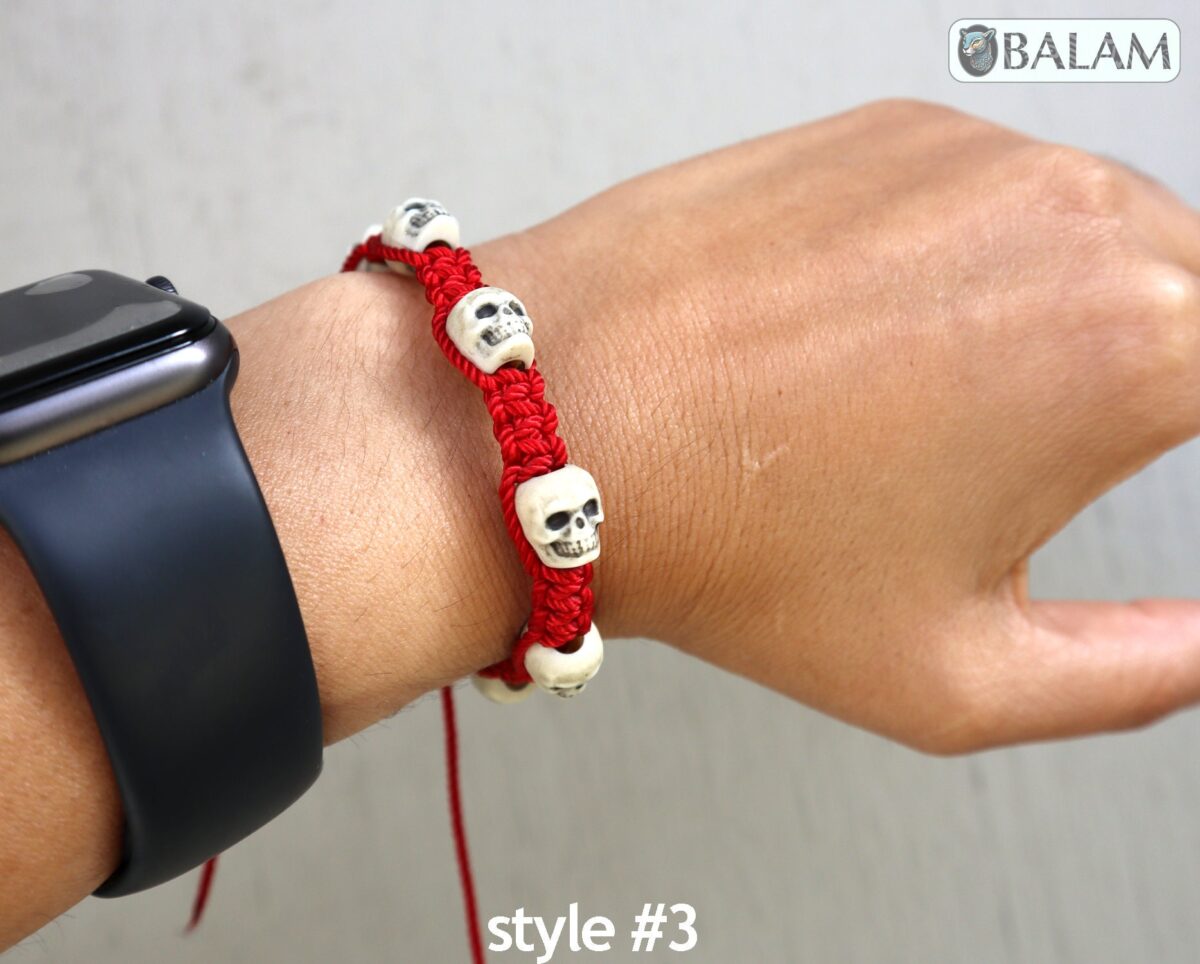 Ceremonial bracelets, Skull bracelet, skull beaded bracelet, amazing skull accessory, coolest skulls, carved bone, dia de los muertos. - Image 3