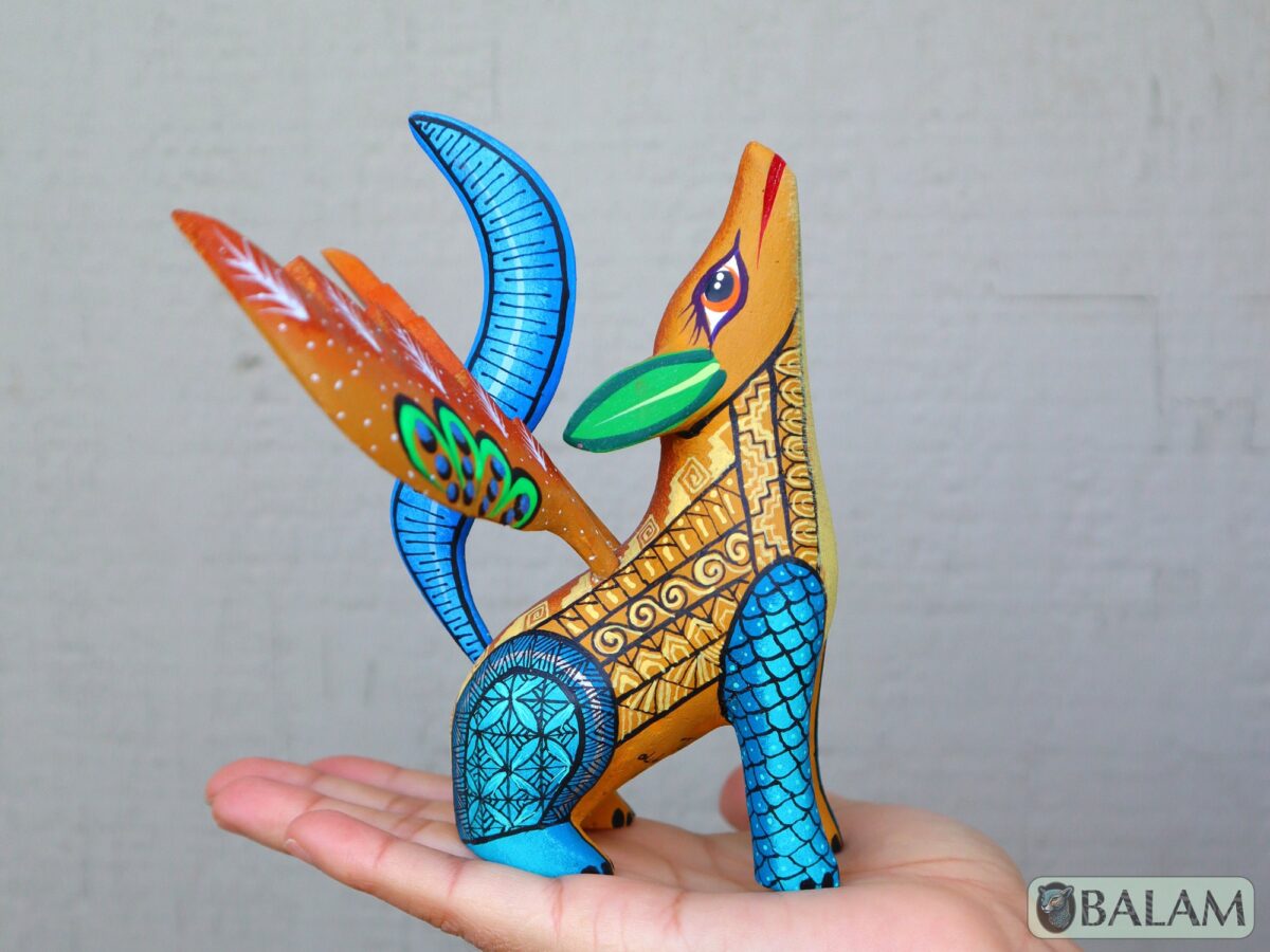 Alebrije from Oaxaca, alebrije, Copal wood sculpture, Wood Art, Alebrije art, Coyote, Wood Wolf, Lobo, Coyote alebrije, fine art alebrije. - Image 7