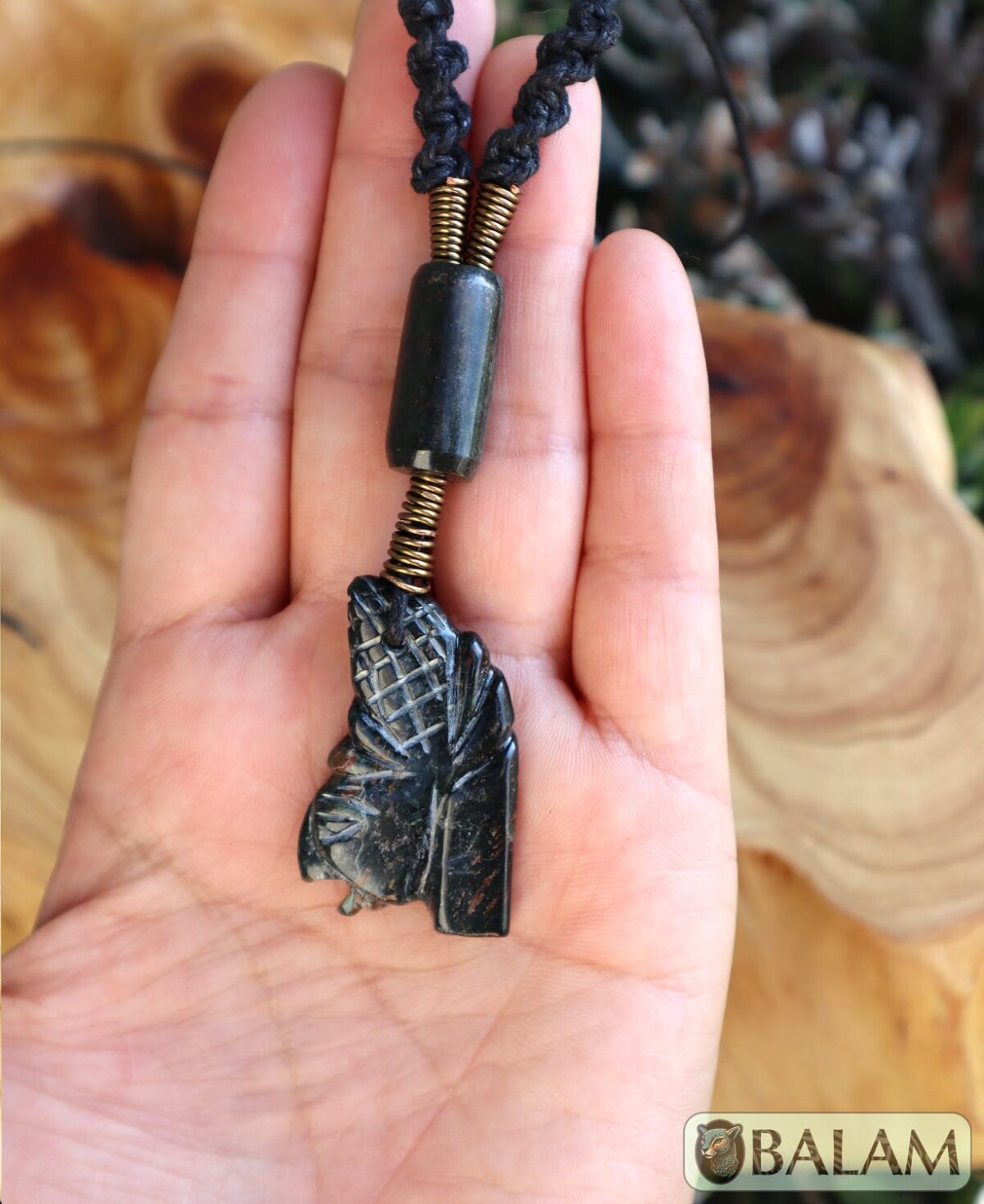 Ceremonial necklace, stone necklace, Mayan Jade, Adjustable Jade necklace, Mexica necklace, serpentine stone. Flower of life obsidian stone. - Image 7