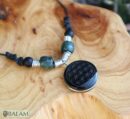 Ceremonial necklace, stone necklace, Mayan Jade, Adjustable Jade necklace, Mexica necklace, serpentine stone. Flower of life obsidian stone.