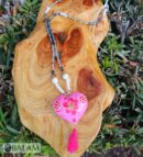 Alebrije hearts, Alebrije wooden necklace, Hand painted heart, alebrije de Corazón, Wood Art, heart necklace, Alebrije necklaces.