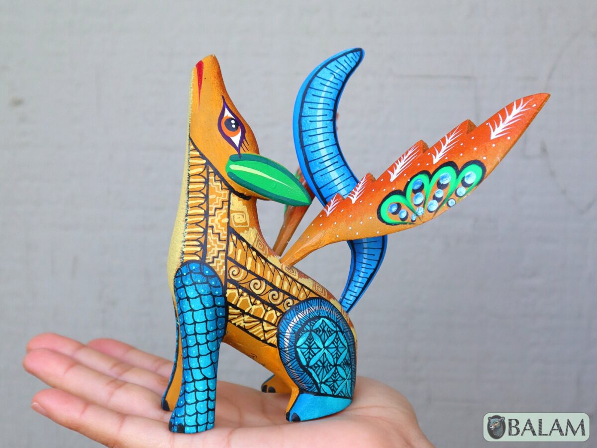 Alebrije from Oaxaca, alebrije, Copal wood sculpture, Wood Art, Alebrije art, Coyote, Wood Wolf, Lobo, Coyote alebrije, fine art alebrije. - Image 9