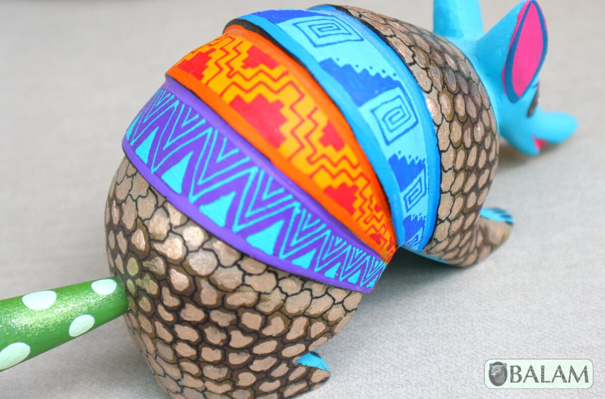 Armadillo Alebrije from Oaxaca, alebrije, Copal wood sculpture, Wood Art, Alebrije, Armadillo alebrije, fine art alebrije, Metallic colors. - Image 5