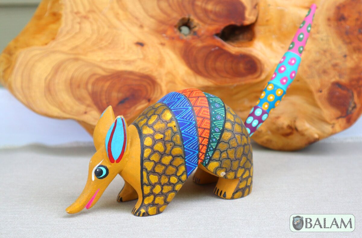 Armadillo Alebrije from Oaxaca, alebrije, Copal wood sculpture, Wood Art, Alebrije, Armadillo alebrije, fine art alebrije, Metallic colors. - Image 8