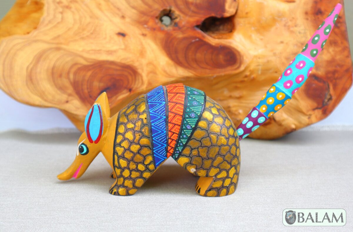 Armadillo Alebrije from Oaxaca, alebrije, Copal wood sculpture, Wood Art, Alebrije, Armadillo alebrije, fine art alebrije, Metallic colors. - Image 7