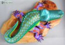 Cocodrilo alebrije, unique crocodile, Crocodile Alebrije from Oaxaca, Alligator, Copal wood sculpture, Alebrijes, Metallic colors.