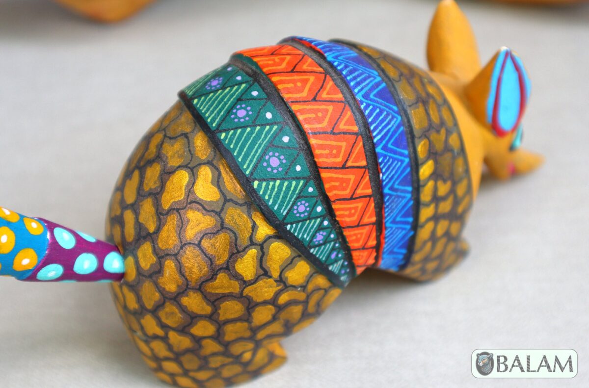 Armadillo Alebrije from Oaxaca, alebrije, Copal wood sculpture, Wood Art, Alebrije, Armadillo alebrije, fine art alebrije, Metallic colors. - Image 10