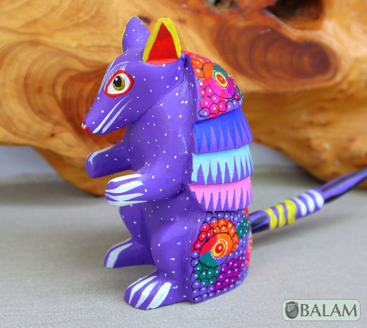 Armadillo posing, Armadillo Alebrije from Oaxaca, Copal wood sculpture, Wood Art, Alebrije, Armadillo alebrije, fine art alebrije. - Image 4