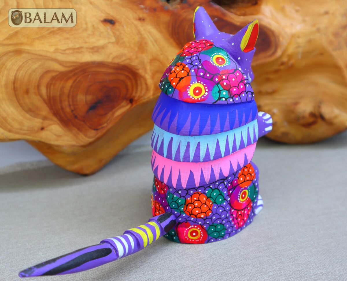 Armadillo posing, Armadillo Alebrije from Oaxaca, Copal wood sculpture, Wood Art, Alebrije, Armadillo alebrije, fine art alebrije. - Image 5