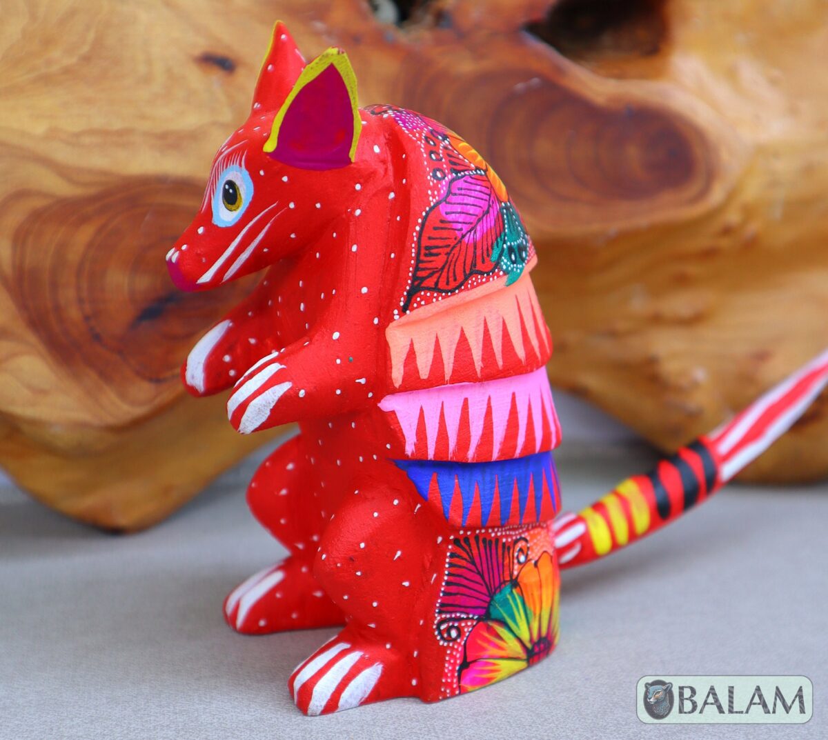 Armadillo posing, Armadillo Alebrije from Oaxaca, Copal wood sculpture, Wood Art, Alebrije, Armadillo alebrije, fine art alebrije. - Image 2