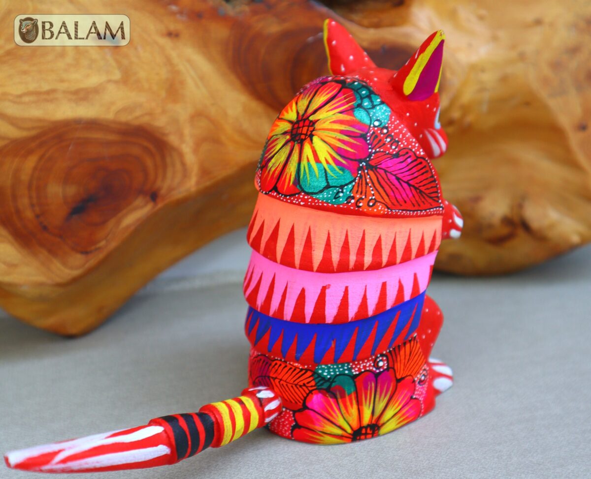 Armadillo posing, Armadillo Alebrije from Oaxaca, Copal wood sculpture, Wood Art, Alebrije, Armadillo alebrije, fine art alebrije. - Image 3