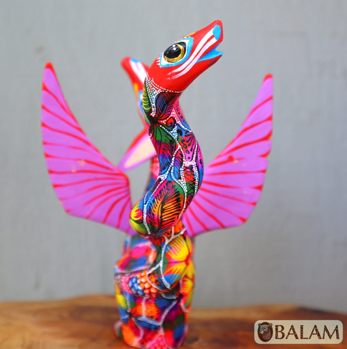 Coyote Snake alebrije, mix alebrije, Wolf snake with wings, Dreams alebrije, Amazing alebrije snake, coyote alebrije, unique Oaxaca alebrije - Image 4