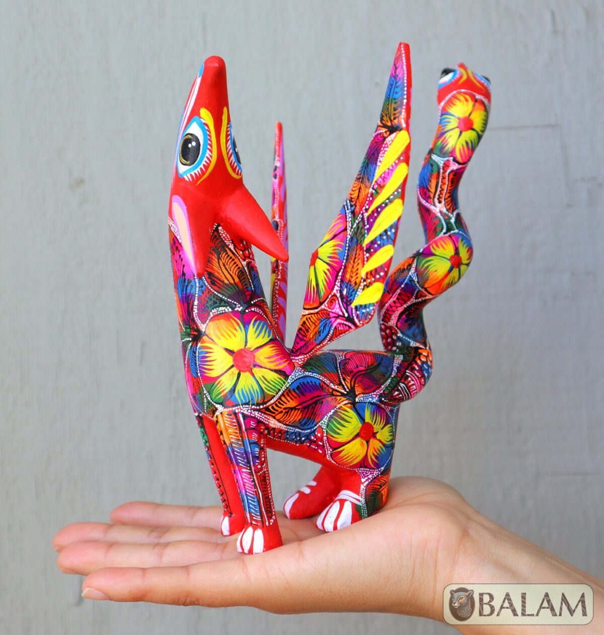 Coyote Snake alebrije, mix alebrije, Wolf snake with wings, Dreams alebrije, Amazing alebrije snake, coyote alebrije, unique Oaxaca alebrije - Image 6