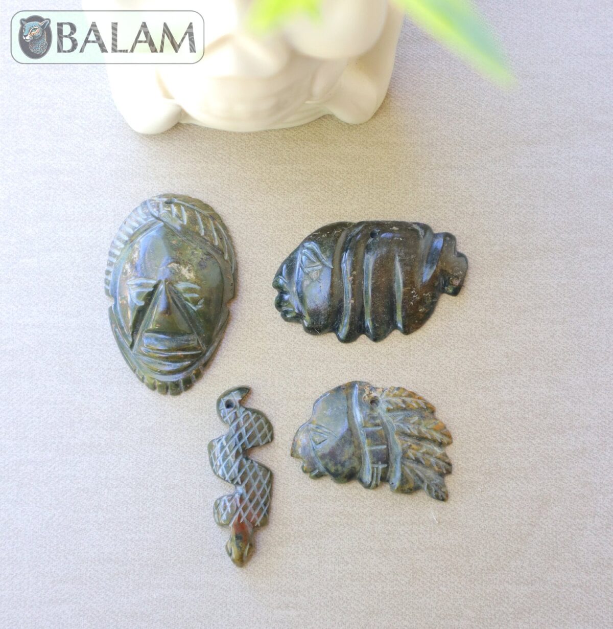 Ceremonial Jade Pendants, Mayan Jade, carved stone pendant, Jade necklaces, Aztec necklace, Mayan Pendant, LOT of Pendants. Read description - Image 2
