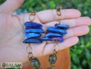 Unique Jaguar warrior mask, Amazing details as blue jasper, quartz, and wire artwork, Rustic Ceremonial Necklace, Serpentine jade necklace.