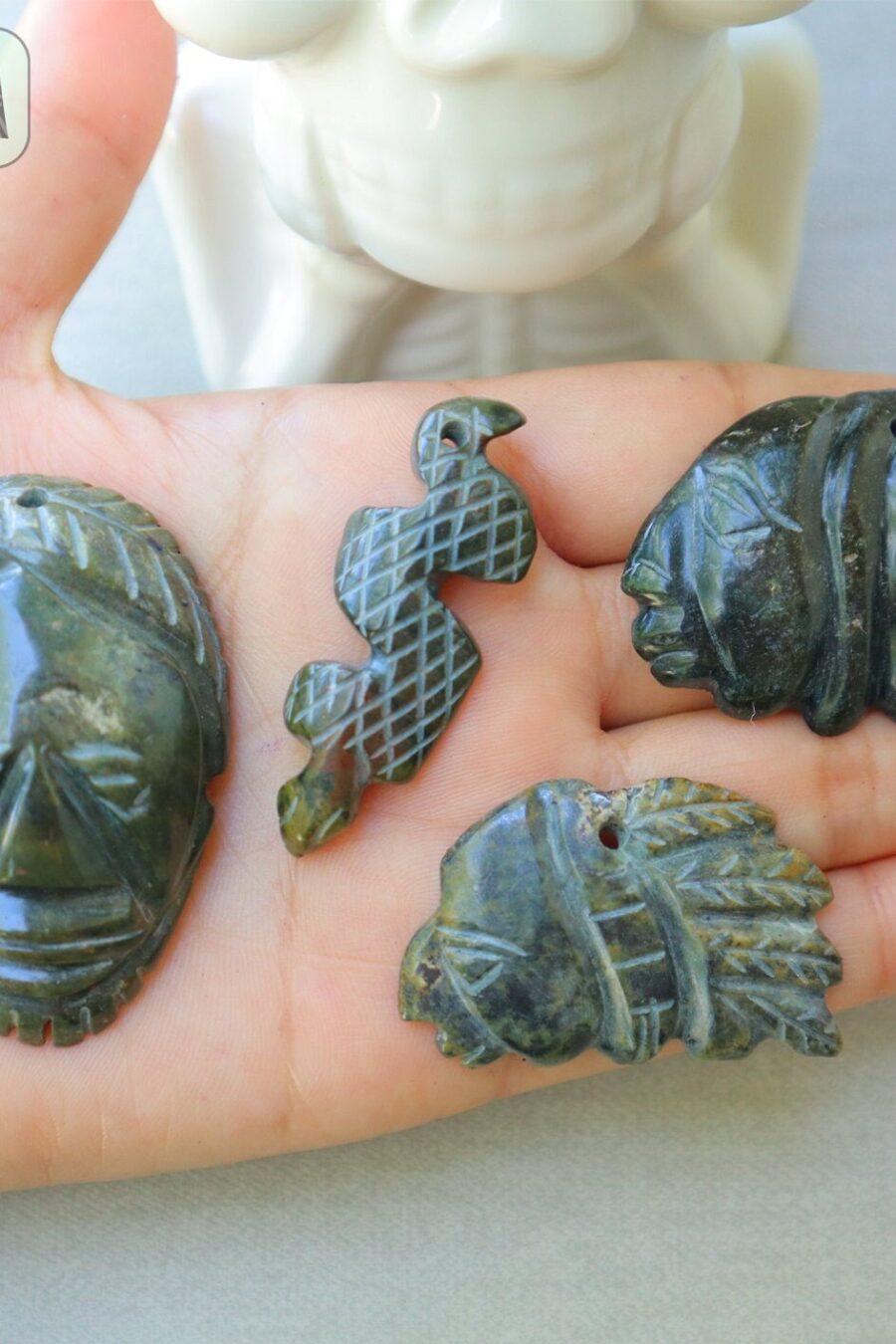 Ceremonial Jade Pendants, Mayan Jade, carved stone pendant, Jade necklaces, Aztec necklace, Mayan Pendant, LOT of Pendants. Read description