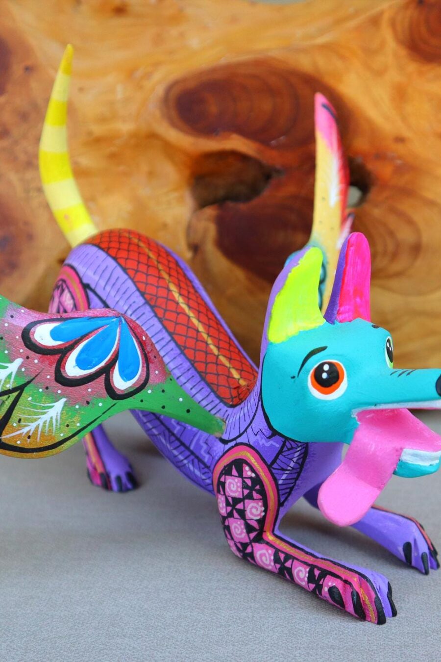 Playful Doggy, Playful Dante, Xoloitzcuintle Alebrije, Wood copal sculpture, Dog Alebrije, Dog with wings, Cute puppy, Alebrije Oaxaca art