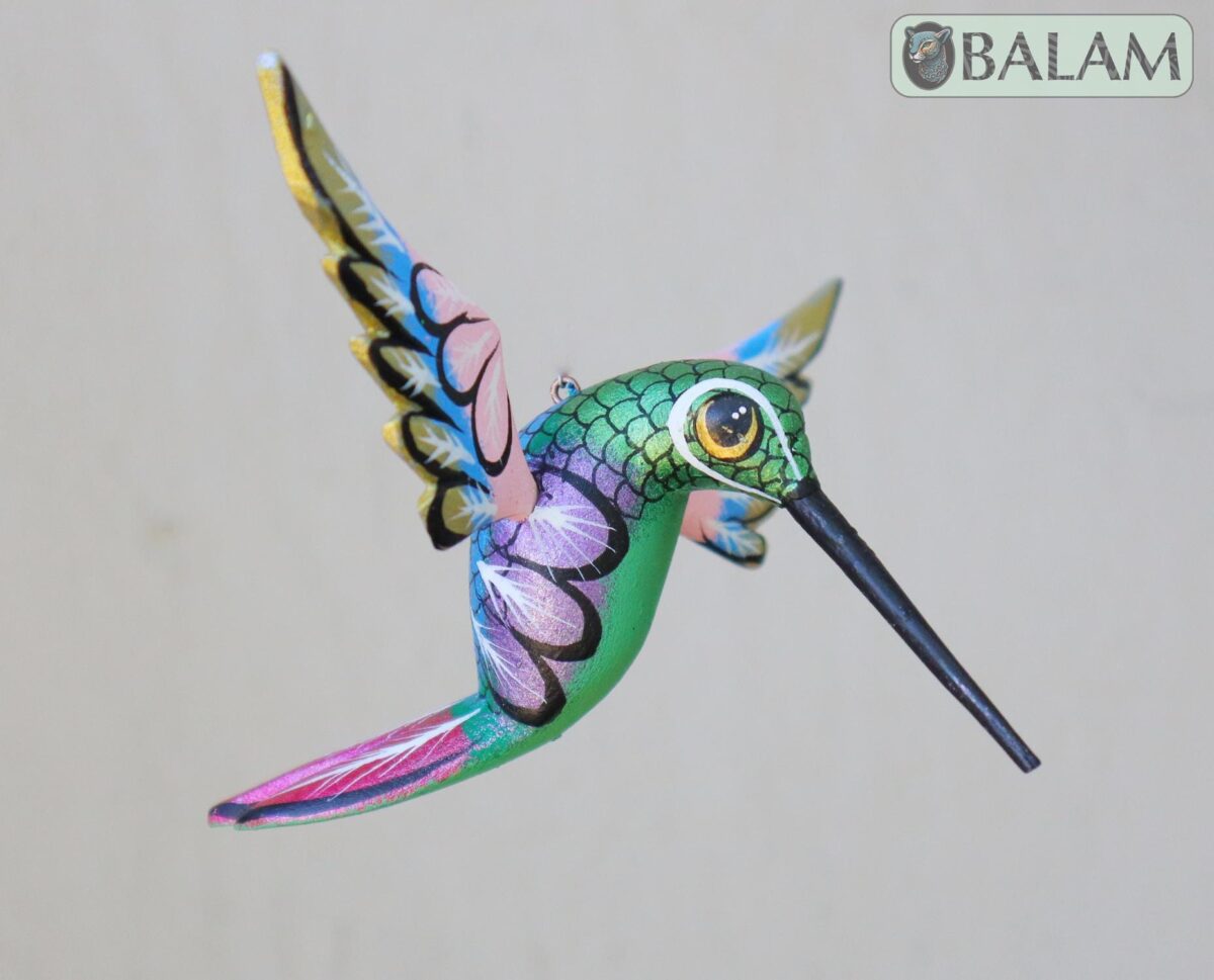 Metallic colors Hummingbird Alebrije, Hummingbird ornament, Wood copal sculpture, bird alebrije, Colibri alebrije.