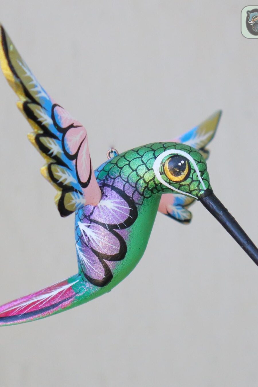 Metallic colors Hummingbird Alebrije, Hummingbird ornament, Wood copal sculpture, bird alebrije, Colibri alebrije.